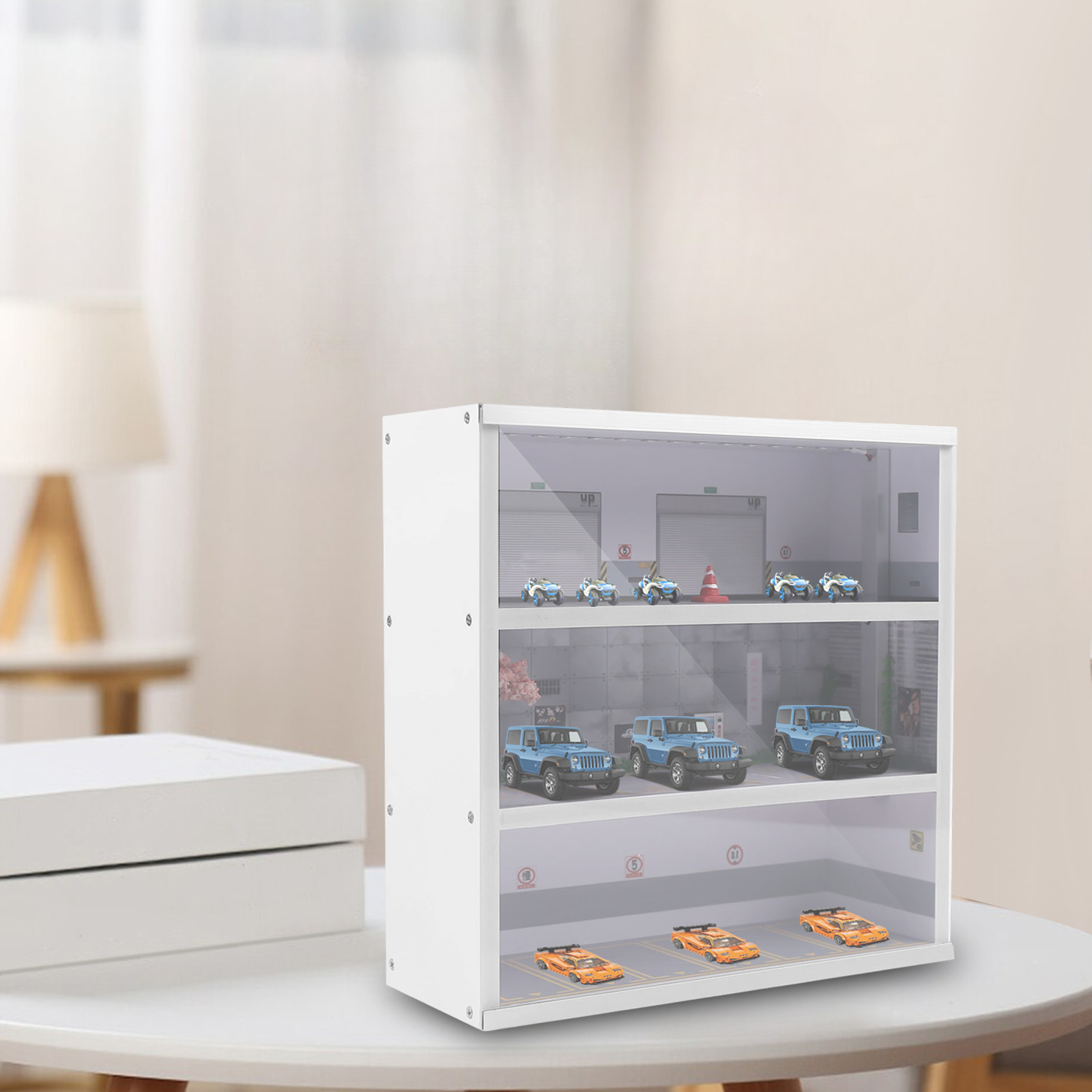 Model Kit Display Case - Diorama Simulasi Tempat Parkir Skala 1:64,