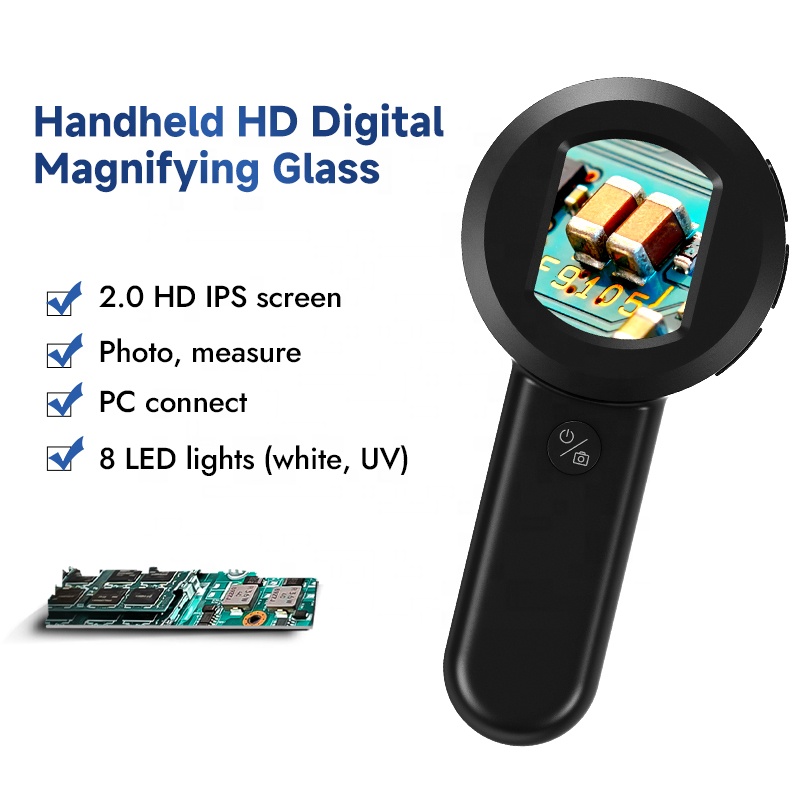 Magnifier With Light - Kaca Pembesar 100X HM020 dengan 8