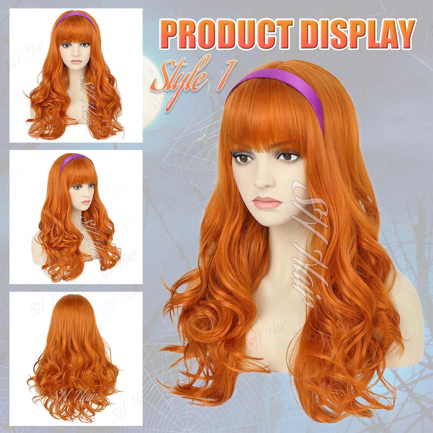 Wig Oranye Keriting Panjang Si - Magnifier With Light ulasan dan harga