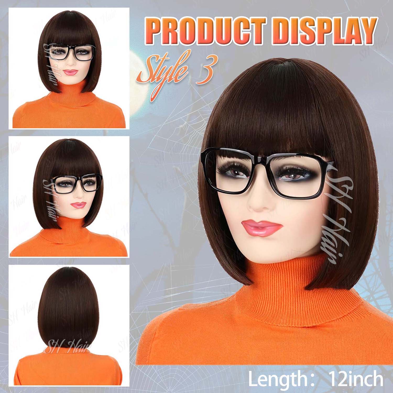 Wig Oranye Keriting Panjang Si - Magnifier With Light ulasan dan harga