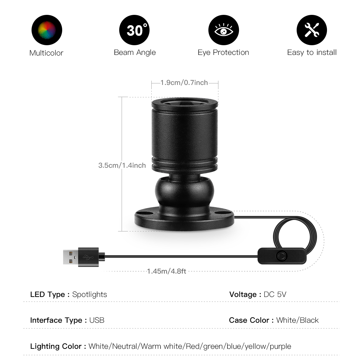 Lampu Sorot Mini 8 Warna 1W La - Model Kit Display Case ulasan dan harga